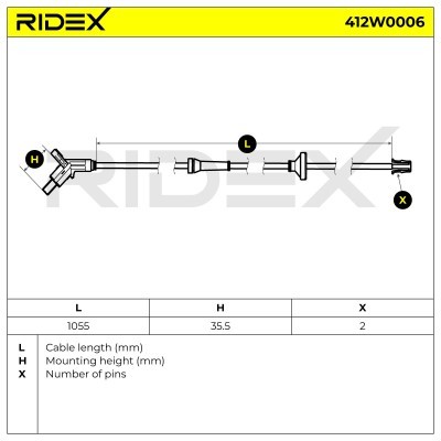 Czujnik ABS RIDEX 412W0006 412W0006 - foto 5