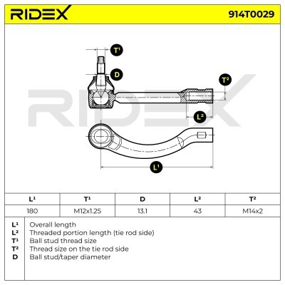 Końcówka drążka kierowniczego RIDEX 914T0029 914T0029 - foto 3