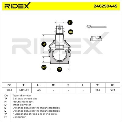 Sworzeń wahacza RIDEX 2462S0445 2462S0445 - foto 5