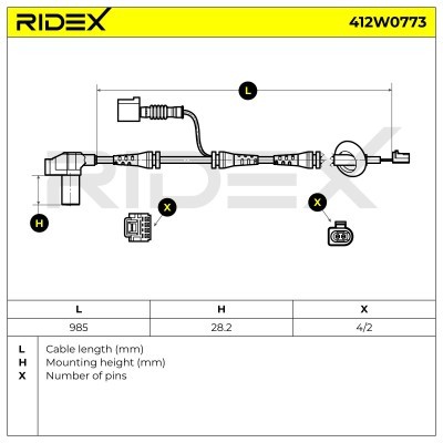 Czujnik ABS RIDEX 412W0773 412W0773 - foto 7