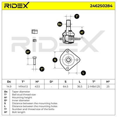 Sworzeń wahacza RIDEX 2462S0284 2462S0284 - foto 5