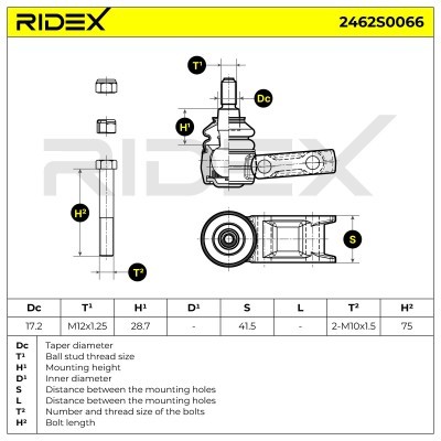 Sworzeń wahacza RIDEX 2462S0066 2462S0066 - foto 5