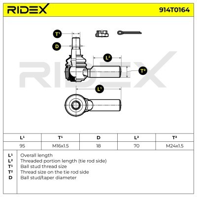 Końcówka drążka kierowniczego RIDEX 914T0164 914T0164 - foto 5