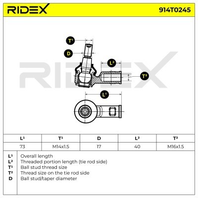 Końcówka drążka kierowniczego RIDEX 914T0245 914T0245 - foto 6