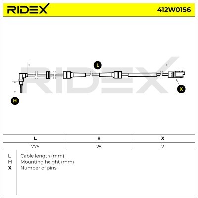 Czujnik ABS RIDEX 412W0156 412W0156 - foto 7