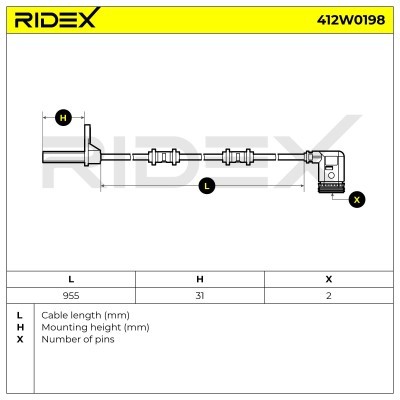 Czujnik ABS RIDEX 412W0198 412W0198 - foto 7