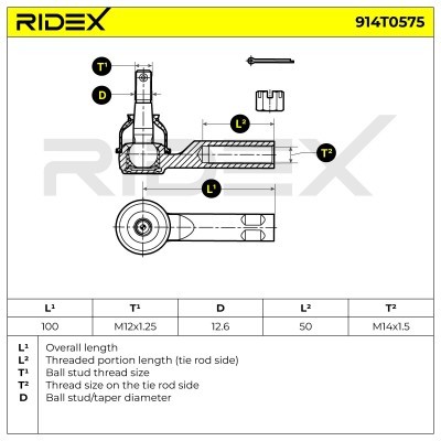 Końcówka drążka kierowniczego RIDEX 914T0575 914T0575 - foto 6