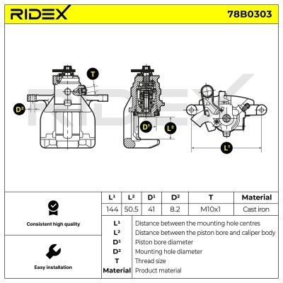 Zacisk Hamulcowy RIDEX 78B0303 78B0303 - foto 2
