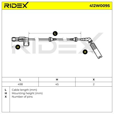 Czujnik ABS RIDEX 412W0095 412W0095 - foto 2