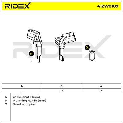 Czujnik ABS RIDEX 412W0109 412W0109 - foto 6