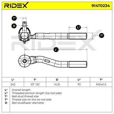 Końcówka drążka kierowniczego RIDEX 914T0234 914T0234 - foto 7
