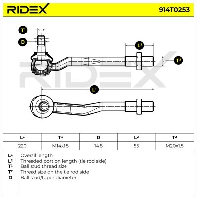 Końcówka drążka kierowniczego RIDEX 914T0253 914T0253 - foto 5