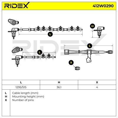 Czujnik ABS RIDEX 412W0290 412W0290 - foto 5