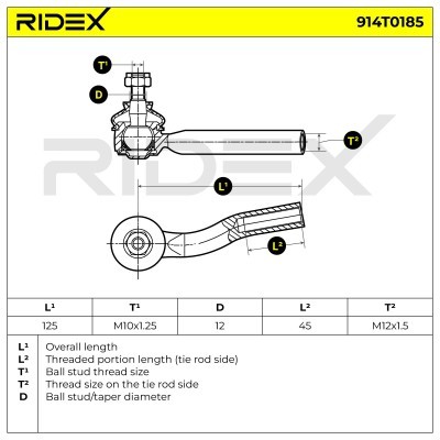 Końcówka drążka kierowniczego RIDEX 914T0185 914T0185 - foto 5