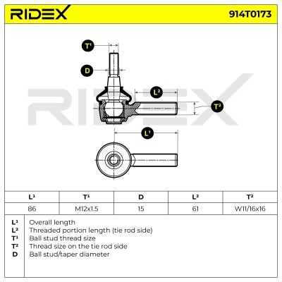 Końcówka drążka kierowniczego RIDEX 914T0173 914T0173 - foto 6
