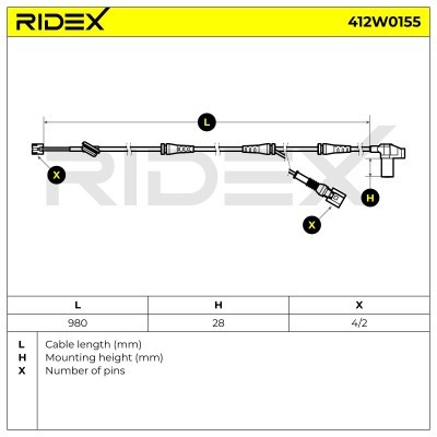Czujnik ABS RIDEX 412W0155 412W0155 - foto 6