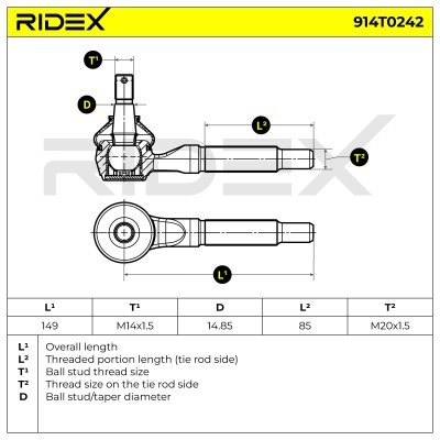 Końcówka drążka kierowniczego RIDEX 914T0242 914T0242 - foto 7