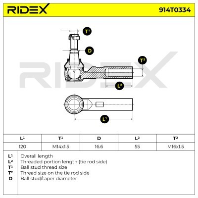 Końcówka drążka kierowniczego RIDEX 914T0334 914T0334 - foto 5