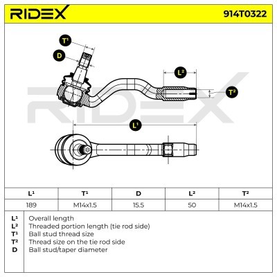 Końcówka drążka kierowniczego RIDEX 914T0322 914T0322 - foto 6