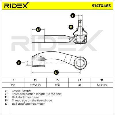 Końcówka drążka kierowniczego RIDEX 914T0483 914T0483 - foto 7