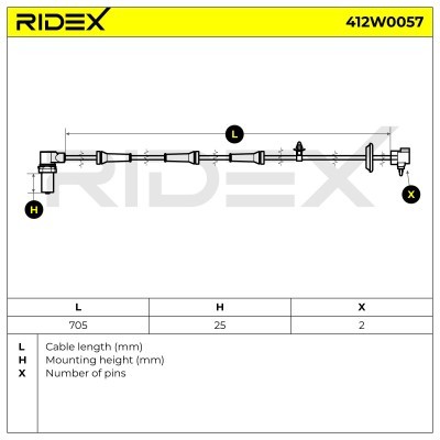 Czujnik ABS RIDEX 412W0057 412W0057 - foto 4
