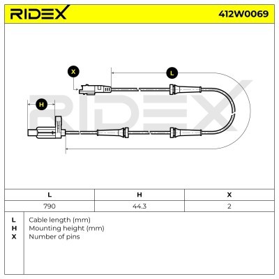 Czujnik ABS RIDEX 412W0069 412W0069 - foto 6