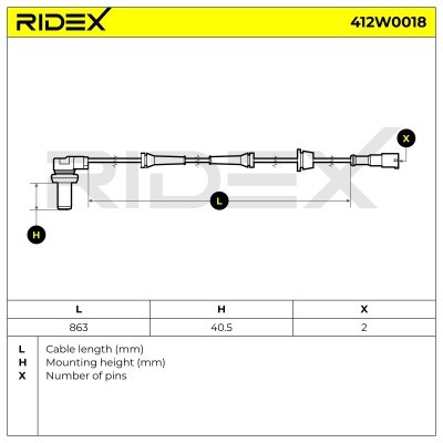 Czujnik ABS RIDEX 412W0018 412W0018 - foto 5