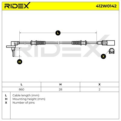Czujnik ABS RIDEX 412W0142 412W0142 - foto 8