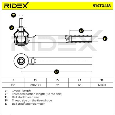 Końcówka drążka kierowniczego RIDEX 914T0418 914T0418 - foto 6