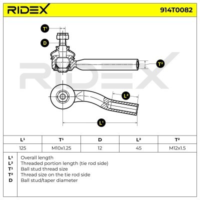 Końcówka drążka kierowniczego RIDEX 914T0082 914T0082 - foto 6