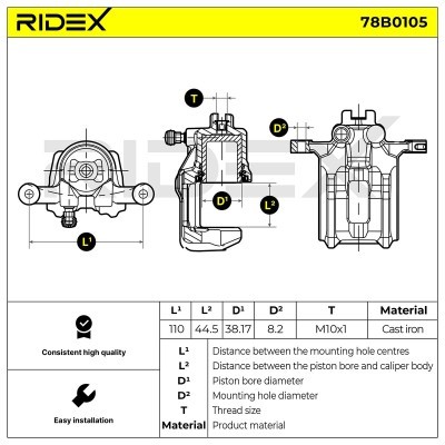 Zacisk Hamulcowy RIDEX 78B0105 78B0105 - foto 2