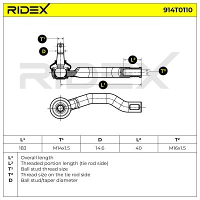 Końcówka drążka kierowniczego RIDEX 914T0110 914T0110 - foto 5