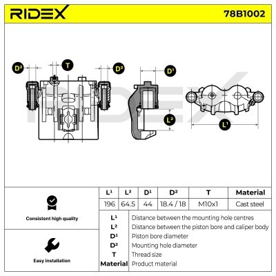 Zacisk Hamulcowy RIDEX 78B1002 78B1002 - foto 6