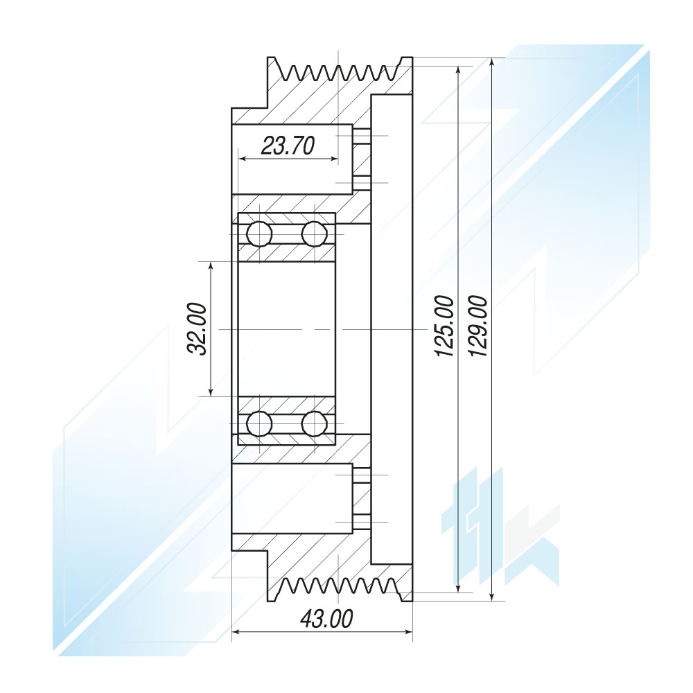 Koło Pasowe Sprężarki Klimatyzacji PANASONIC H12 8PK (PV8) Ø129/Ø125 Mazda 111PH12801 - foto 1