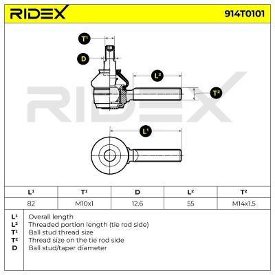 Końcówka drążka kierowniczego RIDEX 914T0101 914T0101 - foto 6