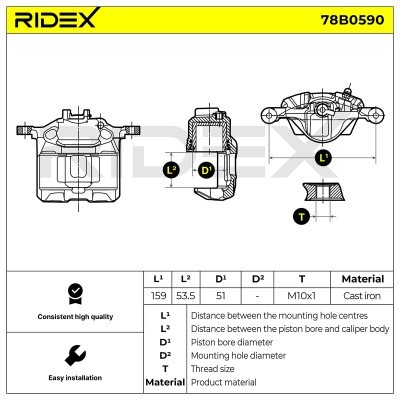 Zacisk Hamulcowy RIDEX 78B0590 78B0590 - foto 2