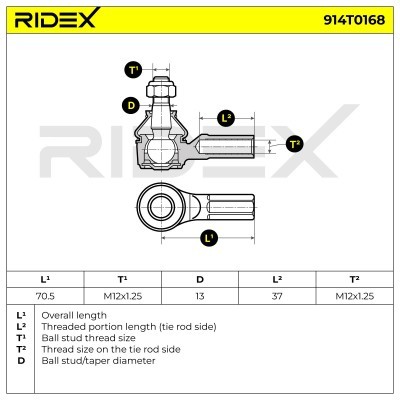 Końcówka drążka kierowniczego RIDEX 914T0168 914T0168 - foto 3