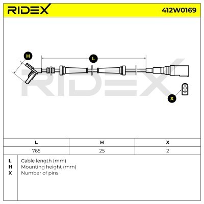 Czujnik ABS RIDEX 412W0169 412W0169 - foto 6