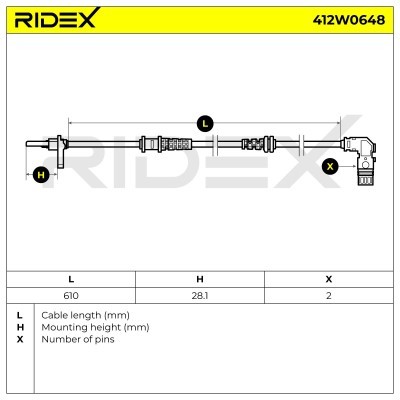 Czujnik ABS RIDEX 412W0648 412W0648 - foto 5