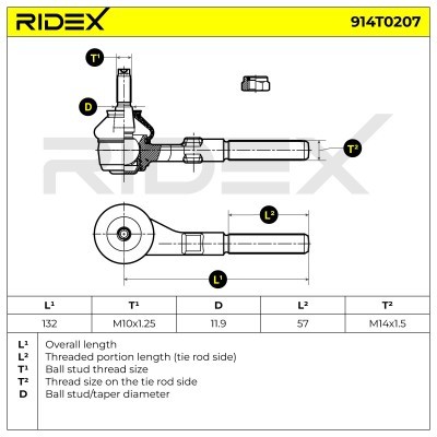 Końcówka drążka kierowniczego RIDEX 914T0207 914T0207 - foto 5