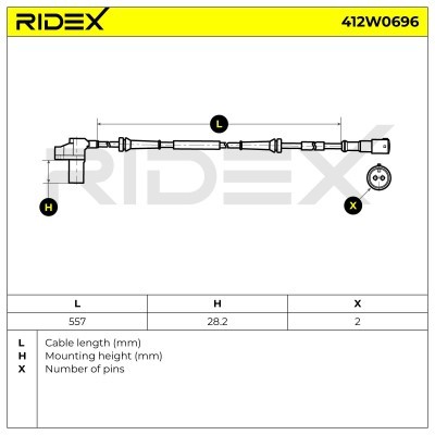 Czujnik ABS RIDEX 412W0696 412W0696 - foto 5