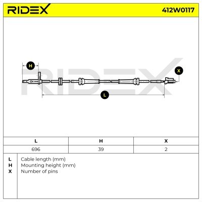 Czujnik ABS RIDEX 412W0117 412W0117 - foto 4