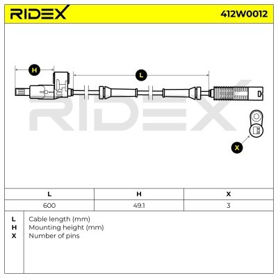 Czujnik ABS RIDEX 412W0012 412W0012 - foto 6