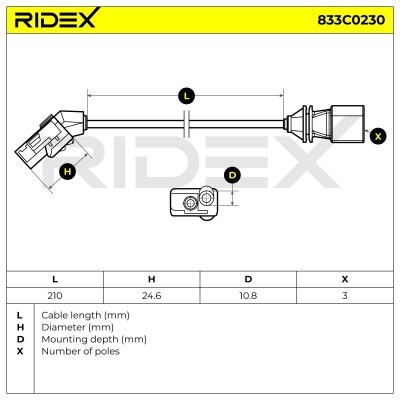 Czujnik Obrotów Wału RIDEX 833C0230 833C0230 - foto 6