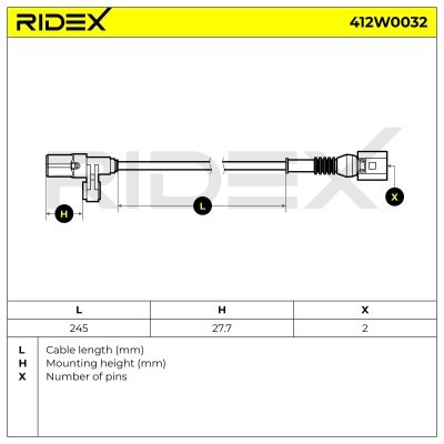 Czujnik ABS RIDEX 412W0032 412W0032 - foto 6