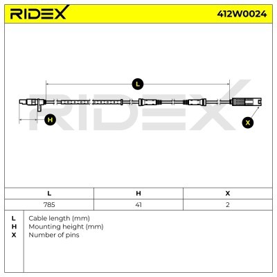 Czujnik ABS RIDEX 412W0024 412W0024 - foto 6
