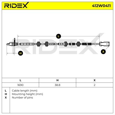 Czujnik ABS RIDEX 412W0411 412W0411 - foto 6