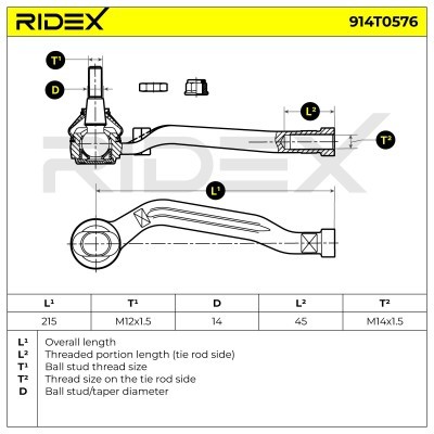 Końcówka drążka kierowniczego RIDEX 914T0576 914T0576 - foto 7