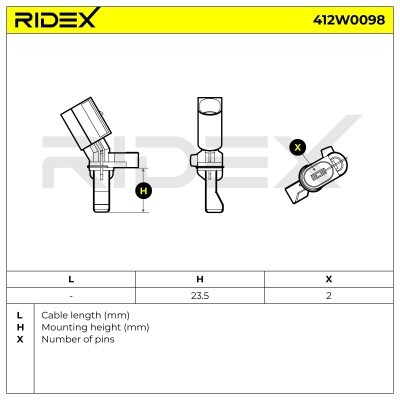 Czujnik ABS RIDEX 412W0098 412W0098 - foto 3