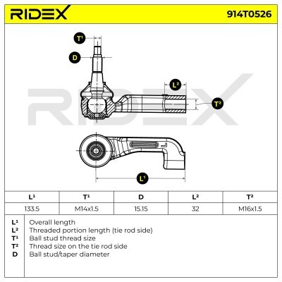 Końcówka drążka kierowniczego RIDEX 914T0526 914T0526 - foto 6